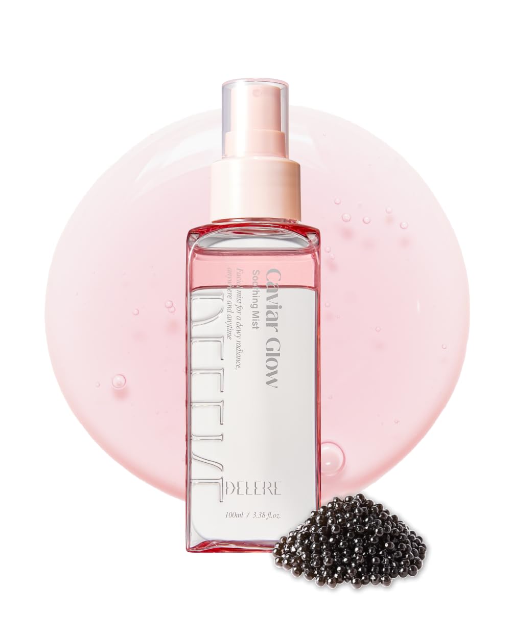 Delere Caviar Glow Soothing Mist | Korean Glass Skin Spray Serum with 5% Caviar & Squalane - Instant 3-Second Radiance & Makeup Setting – Anti-Aging Collagen Booster for Sensitive Skin, 3.4oz - dailyvitalstore