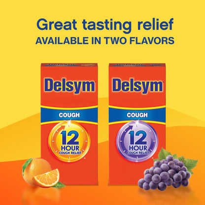 Delsym 12 Hour Cough Medicine for Adults, Powerful Relief for 12 Hours, Cough Suppressant Liquid with Extended-Release Dextromethorphan, Orange Flavor Liquid Cough Syrup, 5 Fl Oz (Pack of 1) - dailyvitalstore