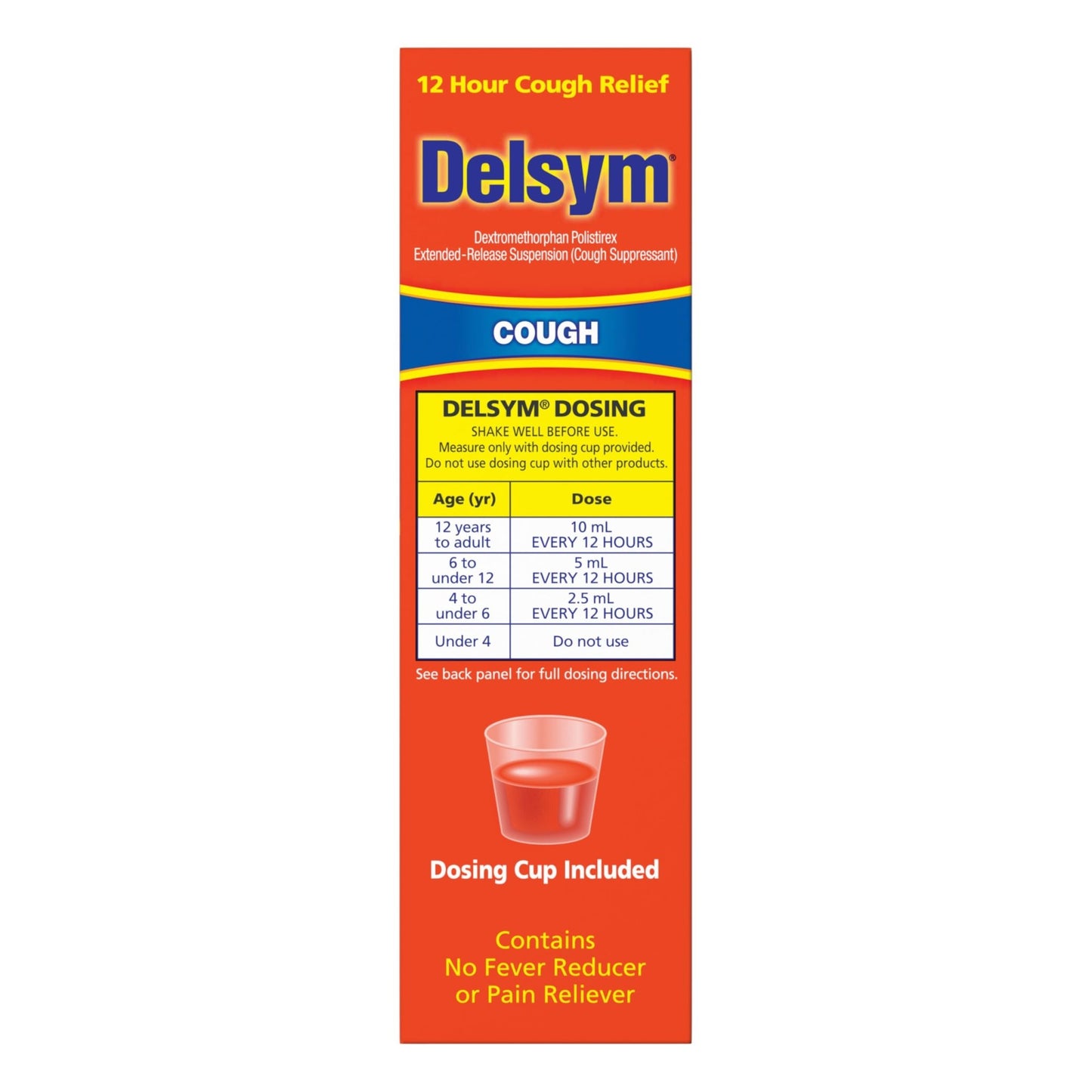 Delsym 12 Hour Cough Medicine for Adults, Powerful Relief for 12 Hours, Cough Suppressant Liquid with Extended-Release Dextromethorphan, Orange Flavor Liquid Cough Syrup, 5 Fl Oz (Pack of 1) - dailyvitalstore
