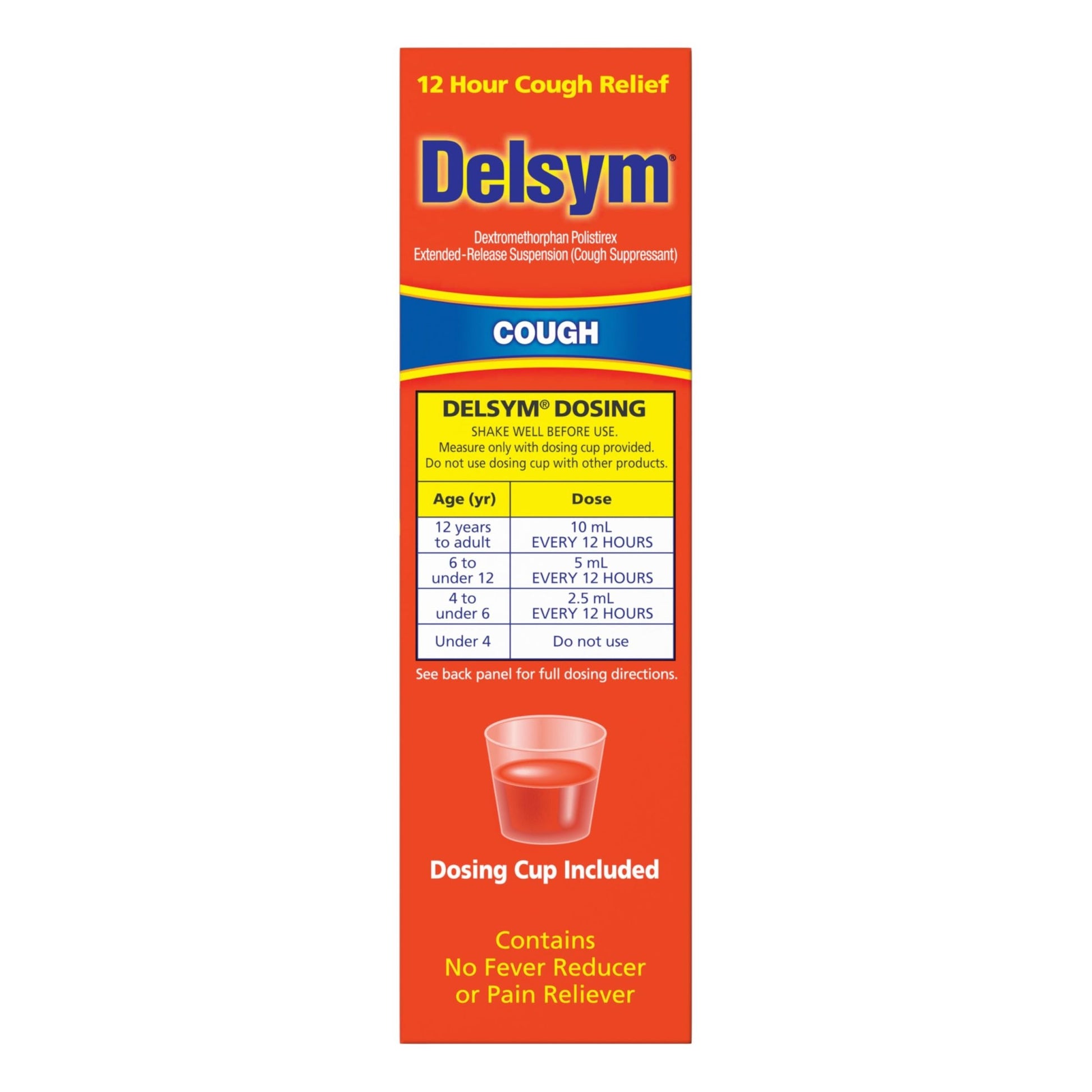 Delsym 12 Hour Cough Medicine for Adults, Powerful Relief for 12 Hours, Cough Suppressant Liquid with Extended-Release Dextromethorphan, Orange Flavor Liquid Cough Syrup, 5 Fl Oz (Pack of 1) - dailyvitalstore