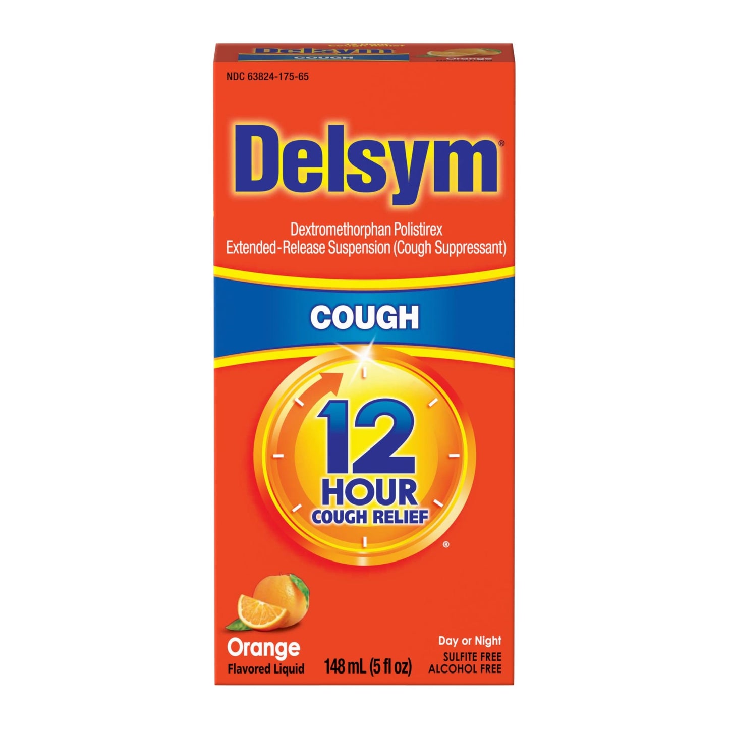 Delsym 12 Hour Cough Medicine for Adults, Powerful Relief for 12 Hours, Cough Suppressant Liquid with Extended-Release Dextromethorphan, Orange Flavor Liquid Cough Syrup, 5 Fl Oz (Pack of 1) - dailyvitalstore