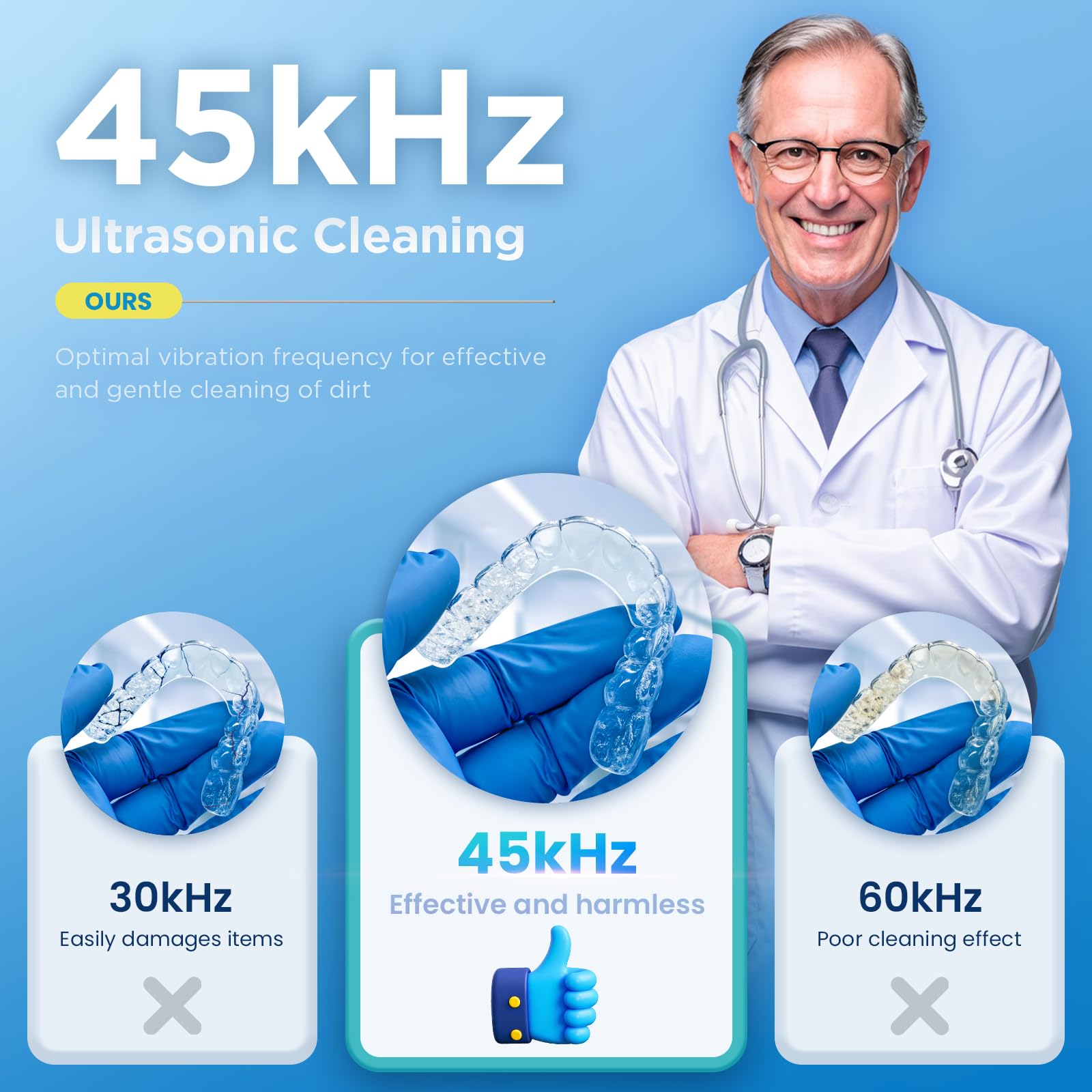 Dental Ultrasonic Retainer Cleaner Machine: 45kHz Dental Cleaning Pod with Digital Timer & 200ML, Cleaning for Dentures, Mouth Guards, Aligners, Night Guards, Braces - dailyvitalstore