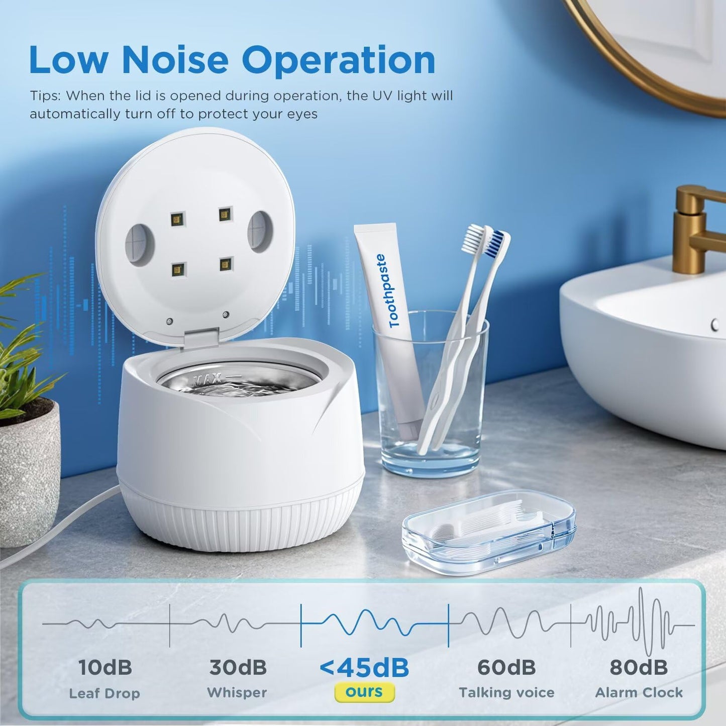 Dental Ultrasonic Retainer Cleaner Machine: 45kHz Dental Cleaning Pod with Digital Timer & 200ML, Cleaning for Dentures, Mouth Guards, Aligners, Night Guards, Braces - dailyvitalstore