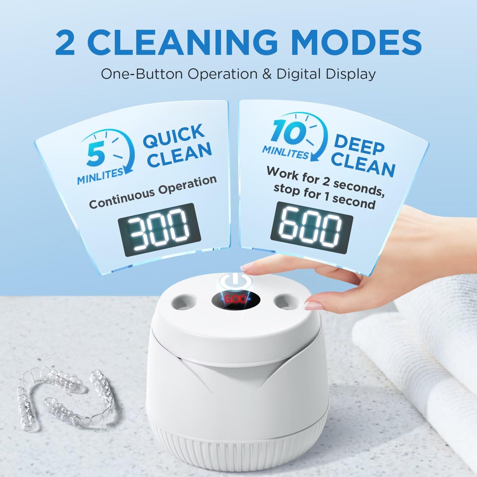 Dental Ultrasonic Retainer Cleaner Machine: 45kHz Dental Cleaning Pod with Digital Timer & 200ML, Cleaning for Dentures, Mouth Guards, Aligners, Night Guards, Braces - dailyvitalstore