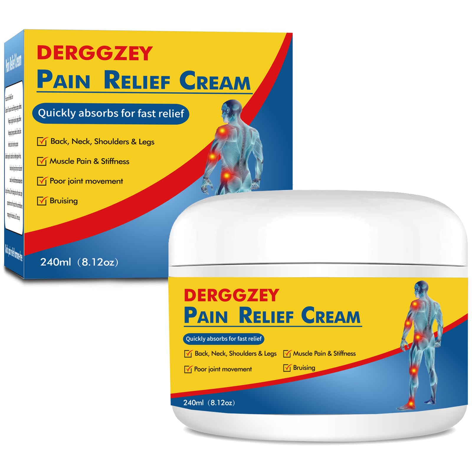 Derggzey Naturals Arthritis Pain Relief Cream 8 oz - Maximum Strength Deep Penetrating for Joint, Muscle, Knee, Back, Feet, Hand, Ankle - Effective Soothing - dailyvitalstore