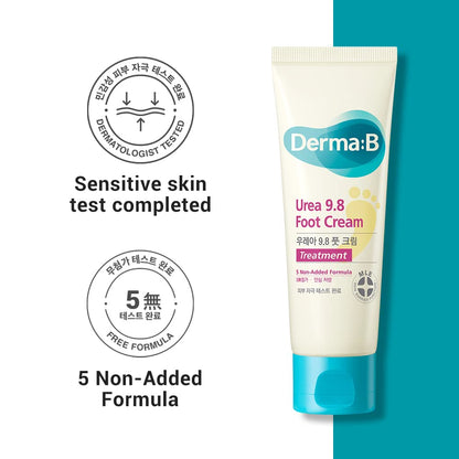 Derma B | Urea 9.8% Foot Cream | Foot Lotion for Dry Cracked Heel Treatment | Camellia Oil, Urea Cream for Feet | Hypoallergenic Leg Cream for Sensitive Skin | Woody Scent Foot Care | 2.7 fl oz (80ml) - dailyvitalstore