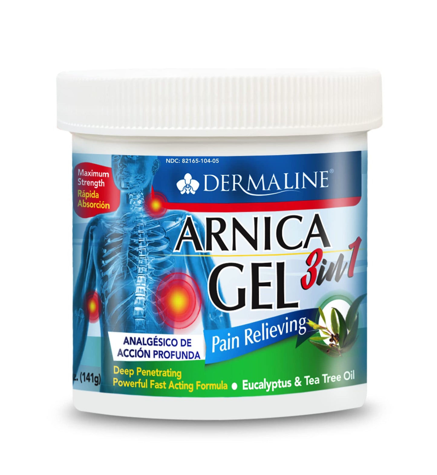 DERMALINE Arnica 3 in 1 Gel, Eucalyptus, Tea Tree Oil, Vitamin E - Fast Acting and Absorbing, Pain Relief - dailyvitalstore