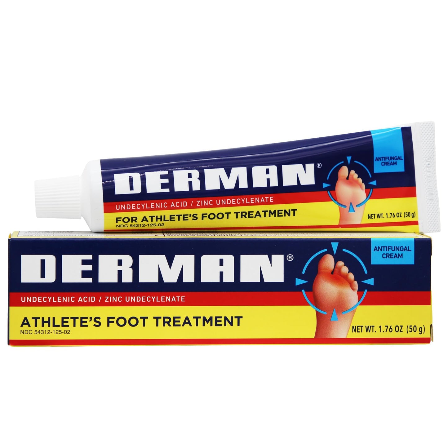 Derman Cream for The Treatment of Athlete's Foot, 2-Pack of 1.76 Oz Each, 2 Tubes - dailyvitalstore