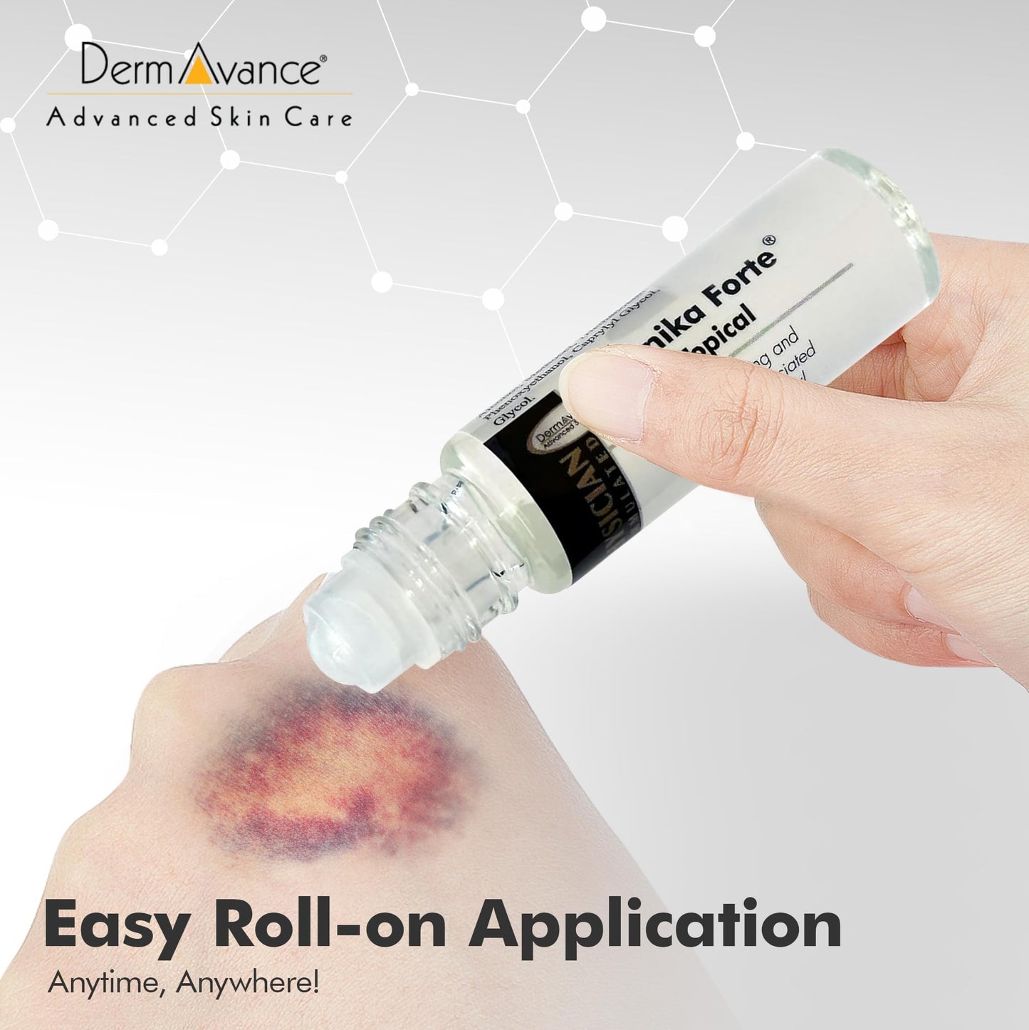 DermAvance Arnika Forte Topical Roll-On, Arnica Gel for Bruising and Swelling After Surgery, Easy-to-Use Arnica Gel Topical for Post-Surgical Care and Sports Injuries, Clear, 10 ml - dailyvitalstore
