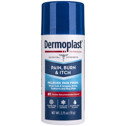 Dermoplast Pain, Burn & Itch Relief Spray for Minor Cuts, Burns and Bug Bites, 2.75 Oz (Packaging May Vary) - dailyvitalstore