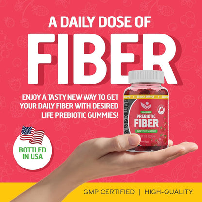 Desired Life Prebiotic Fiber Gummies for Adults and Kids – 4g Sugar Free Natural Berry Flavored Gummies - Supports Digestive Health - dailyvitalstore