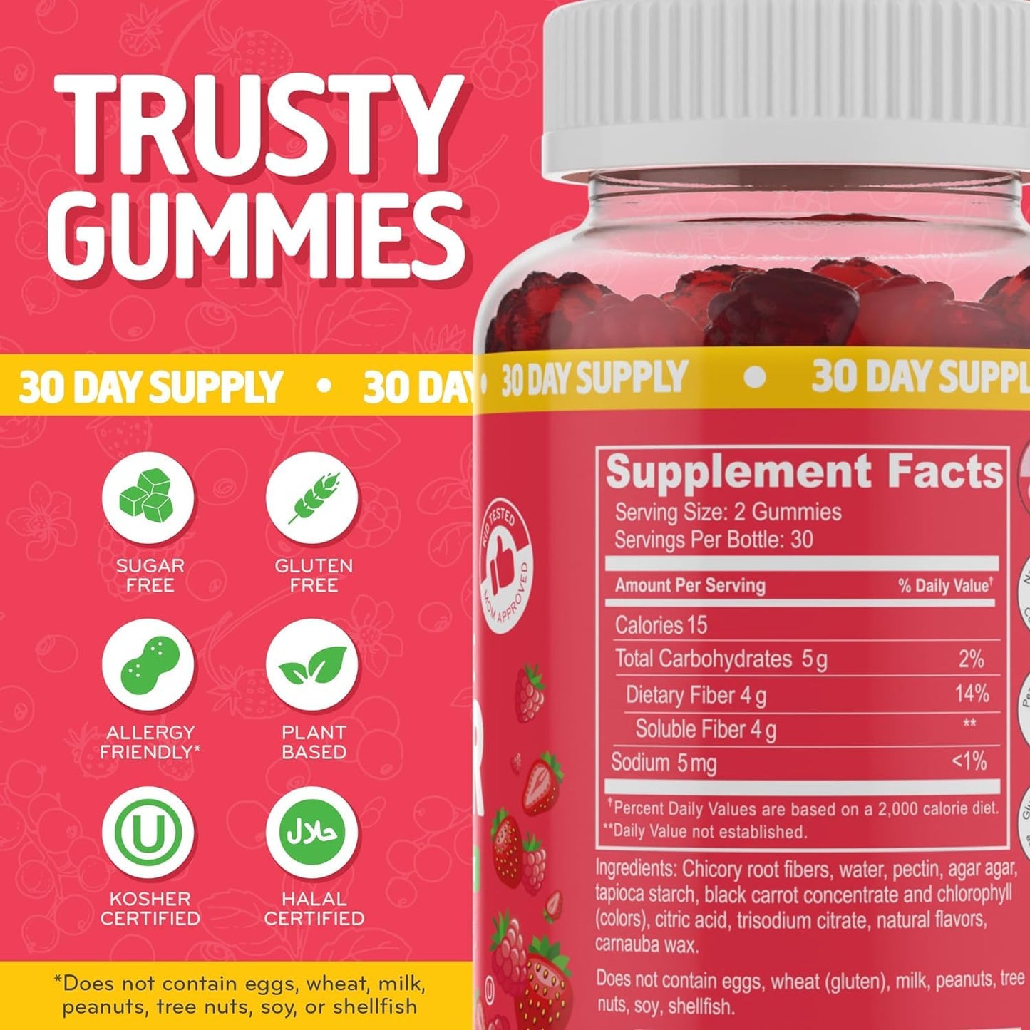 Desired Life Prebiotic Fiber Gummies for Adults and Kids – 4g Sugar Free Natural Berry Flavored Gummies - Supports Digestive Health - dailyvitalstore