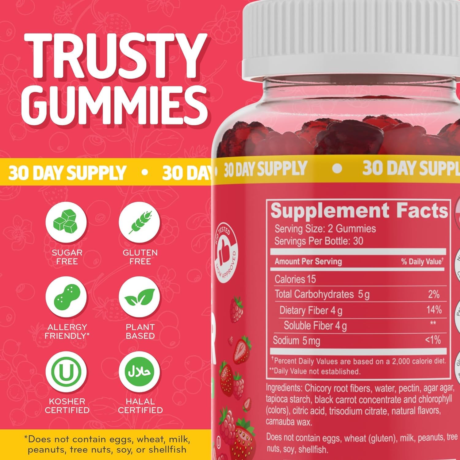 Desired Life Prebiotic Fiber Gummies for Adults and Kids – 4g Sugar Free Natural Berry Flavored Gummies - Supports Digestive Health - dailyvitalstore
