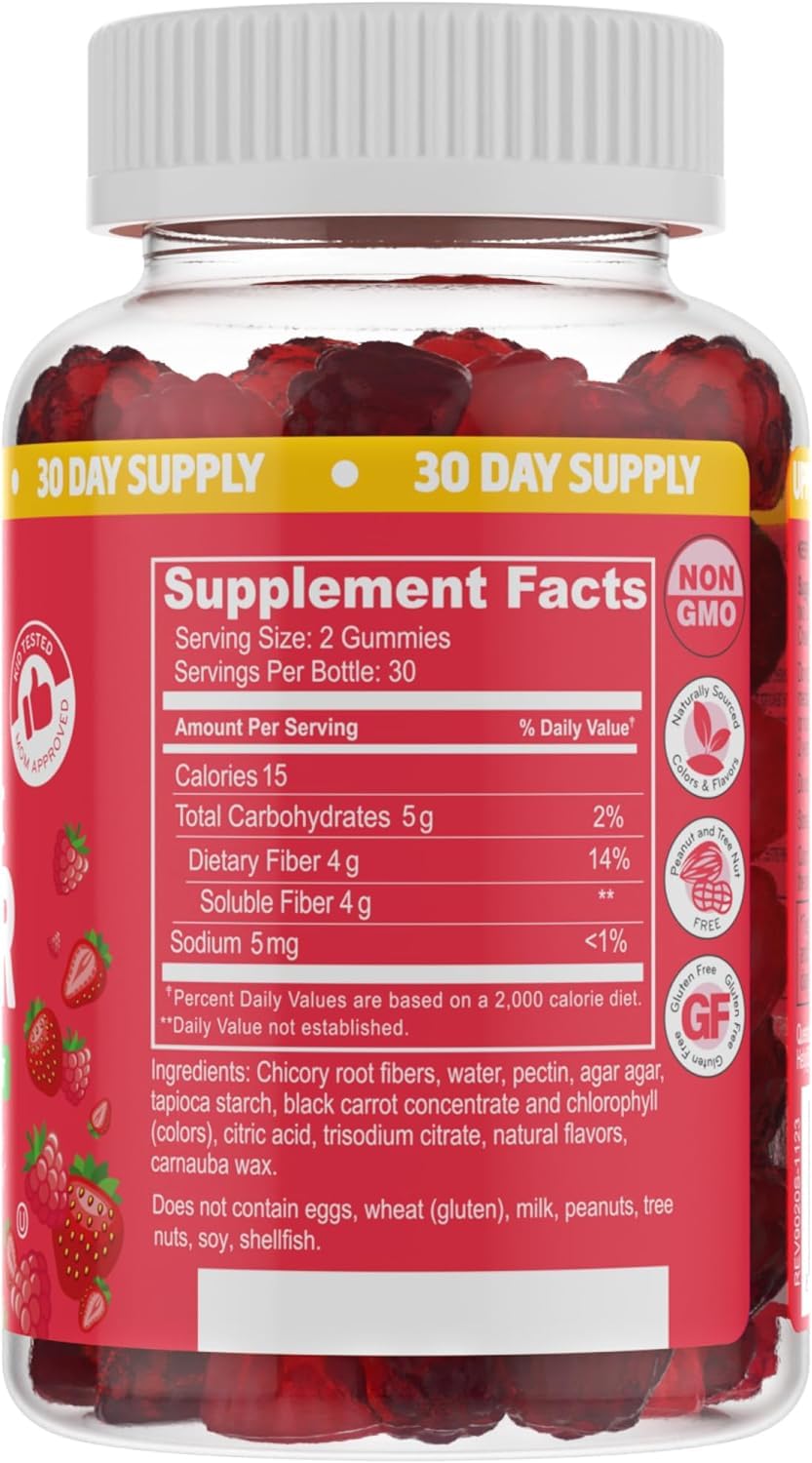 Desired Life Prebiotic Fiber Gummies for Adults and Kids – 4g Sugar Free Natural Berry Flavored Gummies - Supports Digestive Health - dailyvitalstore