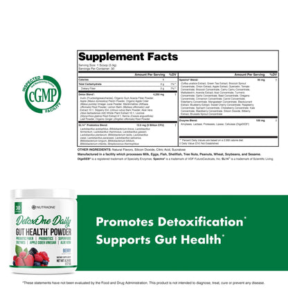 DetoxOne Daily Gut Health Powder* | Supports Normal/Healthy Digestive Function*| Promotes Detoxification*| Boost Energy & Improves Nutrient Absorption* - dailyvitalstore