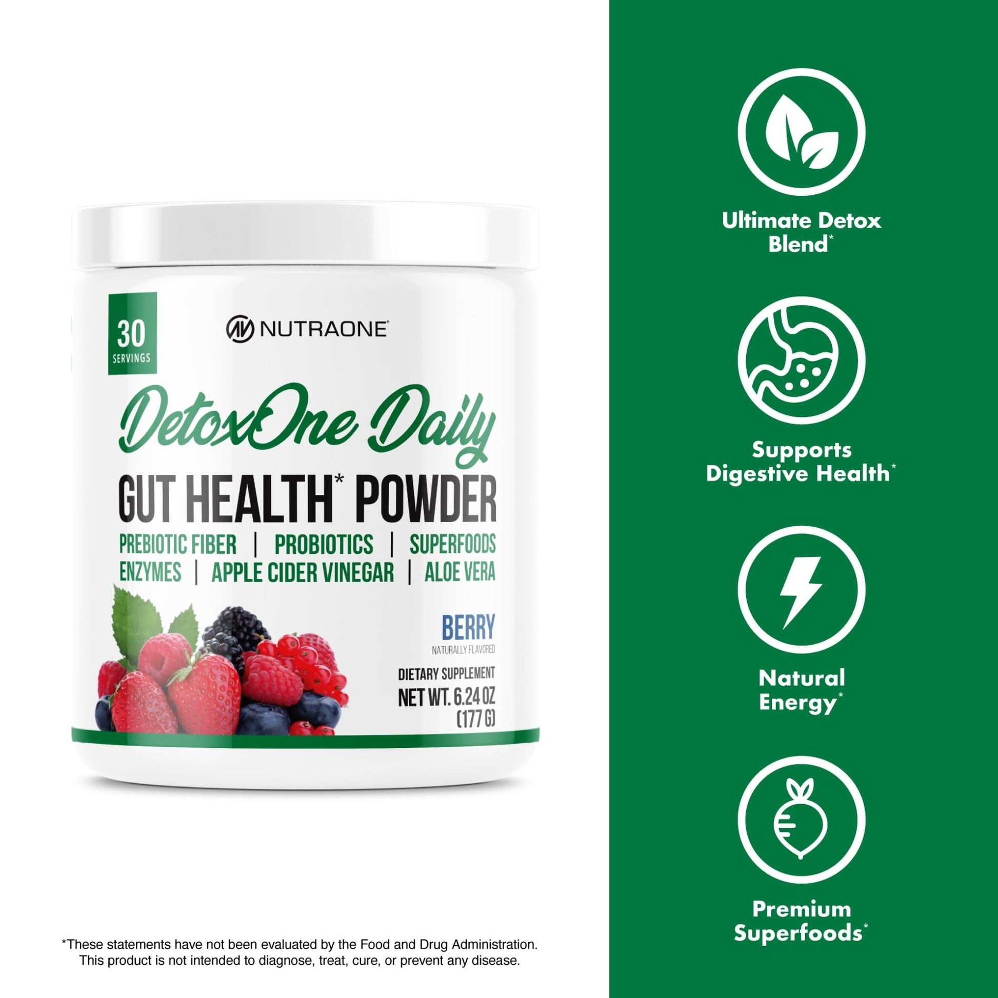 DetoxOne Daily Gut Health Powder* | Supports Normal/Healthy Digestive Function*| Promotes Detoxification*| Boost Energy & Improves Nutrient Absorption* - dailyvitalstore