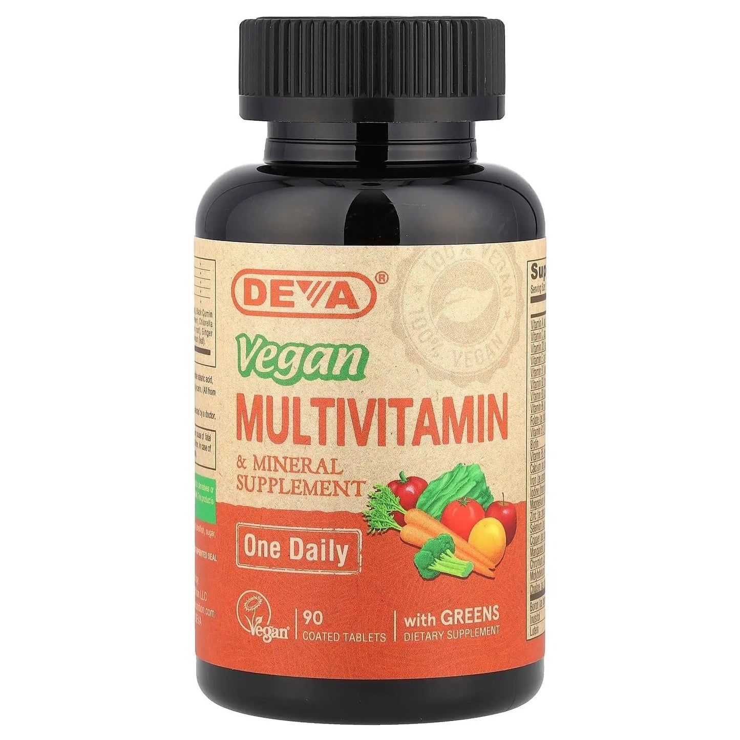 DEVA Tiny Tablets Vegan Multivitamins for Women & Men, Multivitamin with Iron, Mineral Supplement, Vitamin C, Vitamin B Complex - dailyvitalstore
