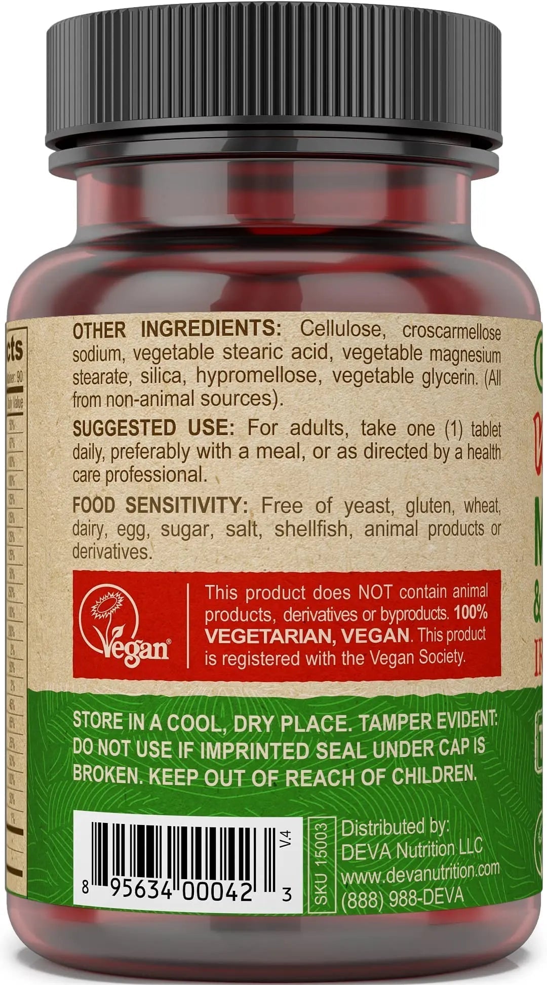 DEVA Vegan Iron-Free Multivitamin & Mineral Supplement, Vitamin C, D2, E & B-Complex, Biotin, 90 Tiny Tablets - dailyvitalstore