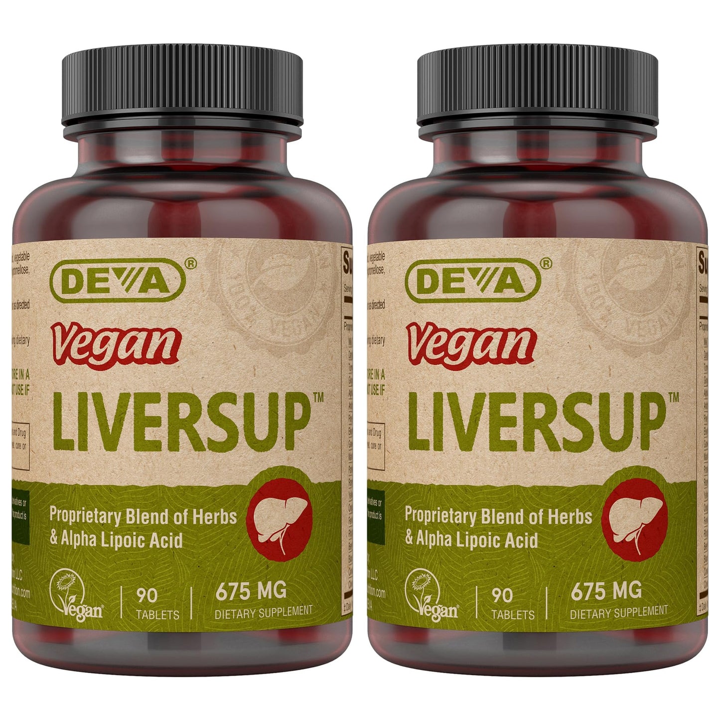DEVA Vegan Liver Support Tablets 2-Pack - Proprietary Blend of 20 Herbs & Nutraceuticals, 90 Count Ea - dailyvitalstore