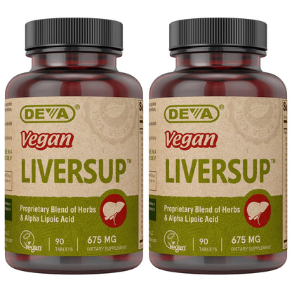 DEVA Vegan Liver Support Tablets 2-Pack - Proprietary Blend of 20 Herbs & Nutraceuticals, 90 Count Ea - dailyvitalstore