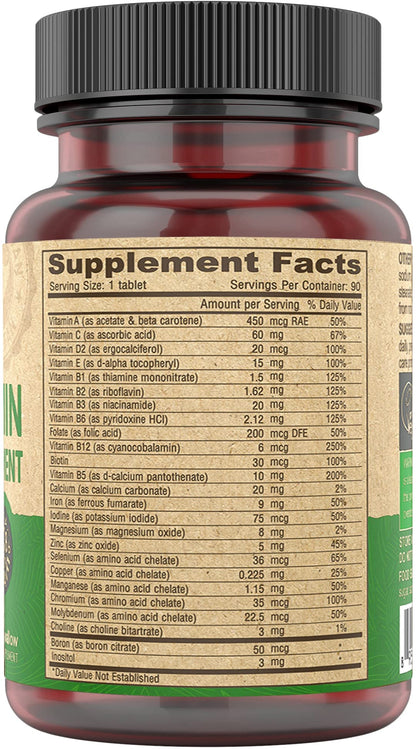 DEVA Vegan Multivitamin for Women & Men with Iron, Vitamin C, E, B Complex Vitamins, Zinc, 90 Tiny Tablets - dailyvitalstore