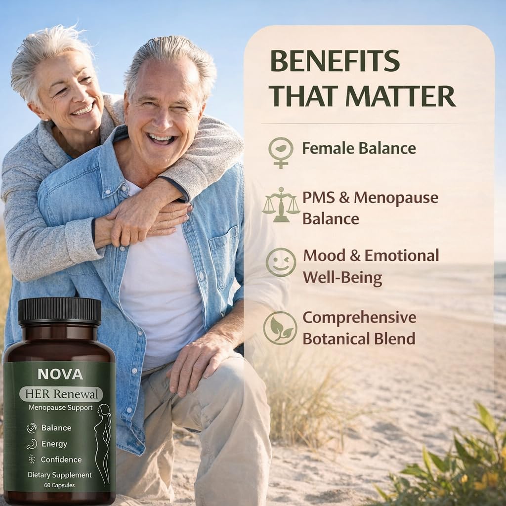 DFTLUUE NOVA Menopause Relief Support for Her - Probiotic Estrogen Balance Formula with Curcuminoids & Botanical Extracts – Supports Hormonal Balance, Comfort & Daily Well-Being – 60 Capsules (1) - dailyvitalstore