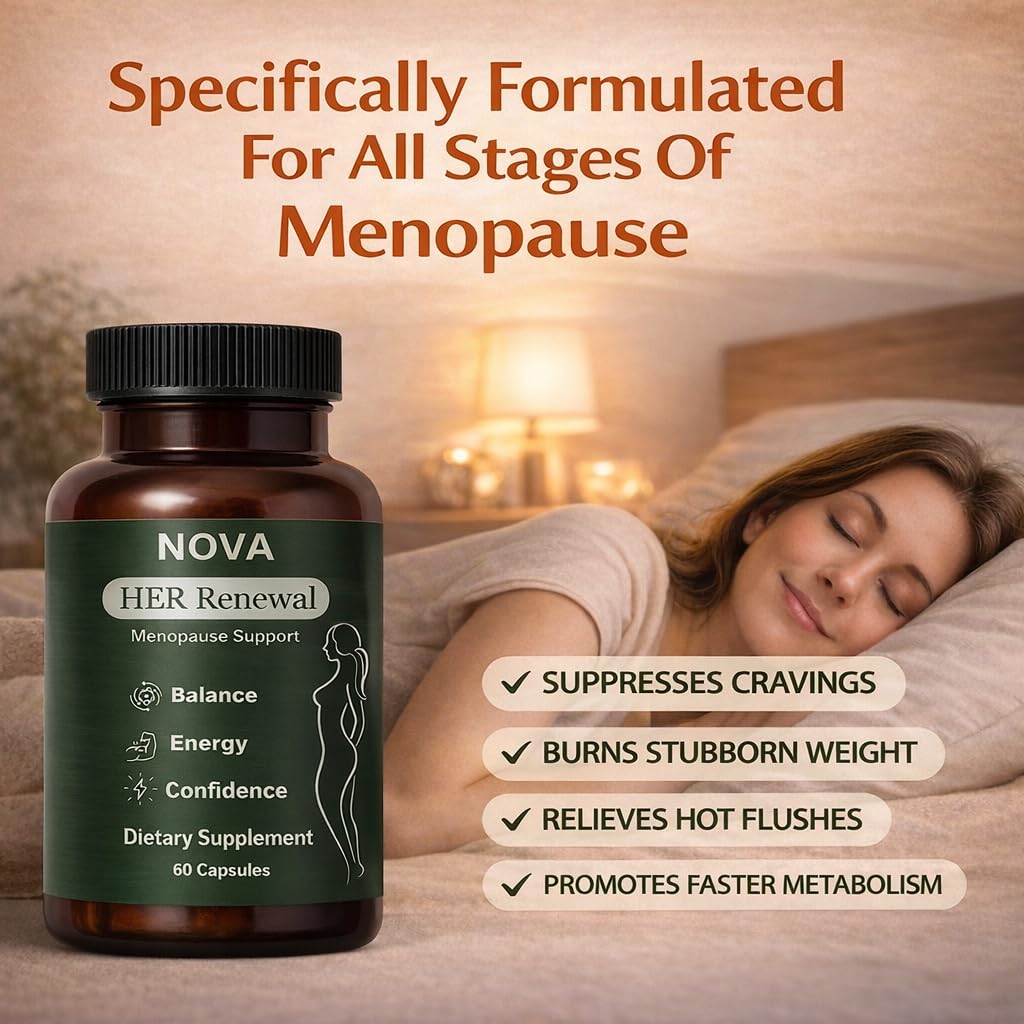 DFTLUUE NOVA Menopause Relief Support for Her - Probiotic Estrogen Balance Formula with Curcuminoids & Botanical Extracts – Supports Hormonal Balance, Comfort & Daily Well-Being – 60 Capsules (1) - dailyvitalstore