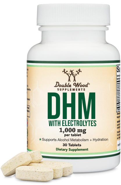 DHM1000 Dihydromyricetin (DHM) Tablets - Most Powerful DHM Supplement on The Market - 1,000mg per Capsule (30 Count) Enhanced with Electrolytes - dailyvitalstore