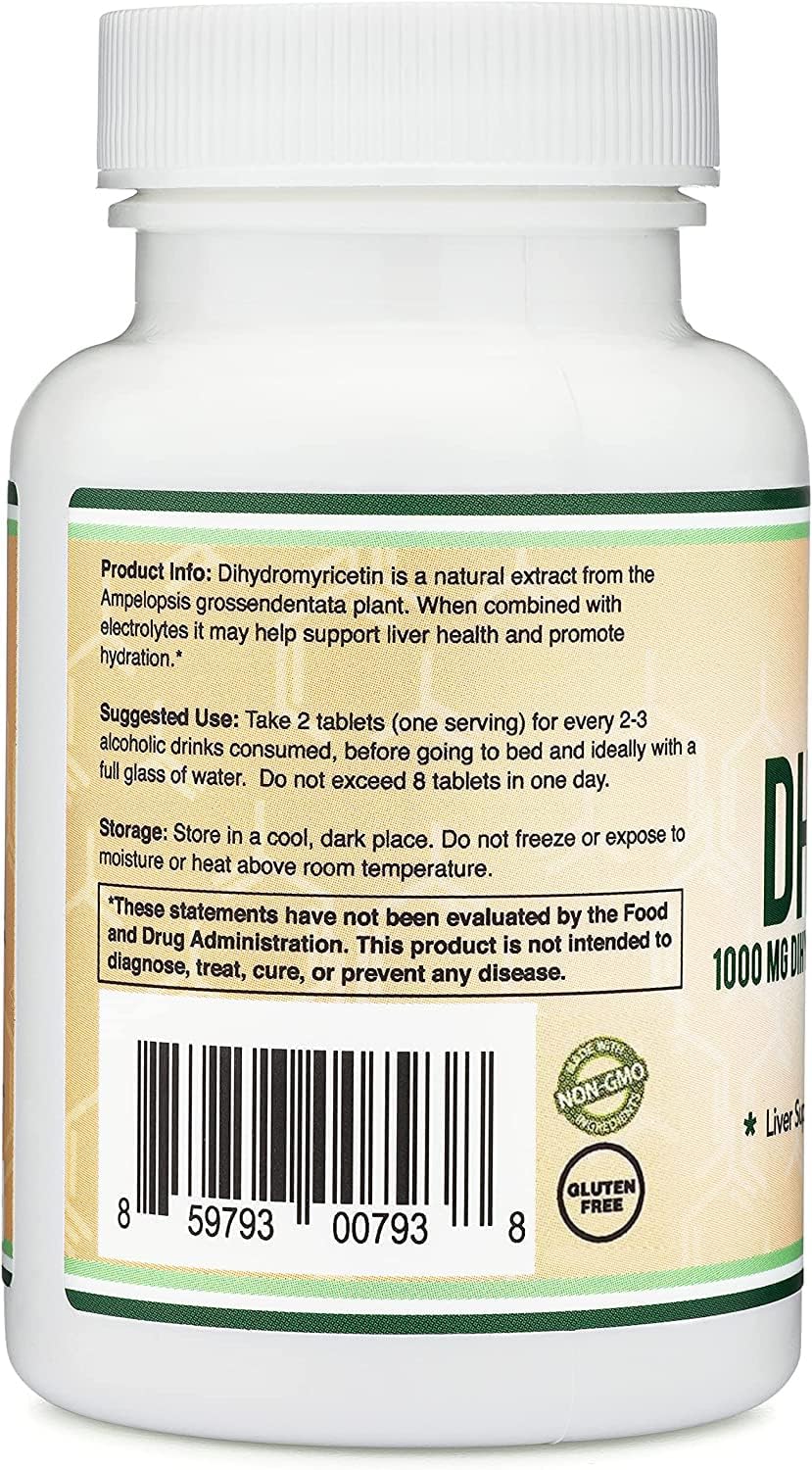 DHM1000 Dihydromyricetin (DHM) Tablets - Most Powerful DHM Supplement on The Market - 1,000mg per Capsule (30 Count) Enhanced with Electrolytes - dailyvitalstore