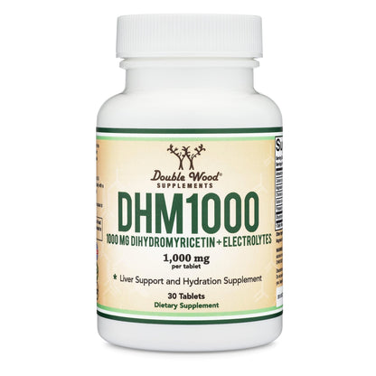 DHM1000 Dihydromyricetin (DHM) Tablets - Most Powerful DHM Supplement on The Market - 1,000mg per Capsule (30 Count) Enhanced with Electrolytes - dailyvitalstore
