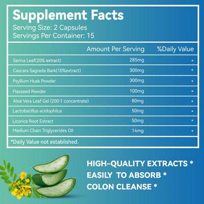 DIATMOON Gut Cleanse Capsules, Gut and Colon Support, Detox & Cleanse, for 15 Days, Non-GMOs, Non-Gluten, Vegan, Colon Cleanse Supplement, 30 Count - dailyvitalstore