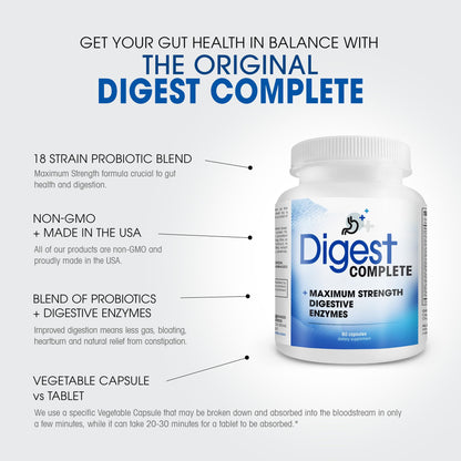 Digest Complete 2-in-1 Probiotic Digestive Enzymes, 60 Capsules - dailyvitalstore