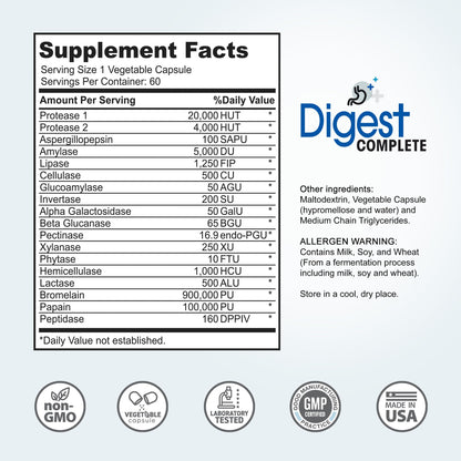 Digest Complete 2-in-1 Probiotic Digestive Enzymes, 60 Capsules - dailyvitalstore