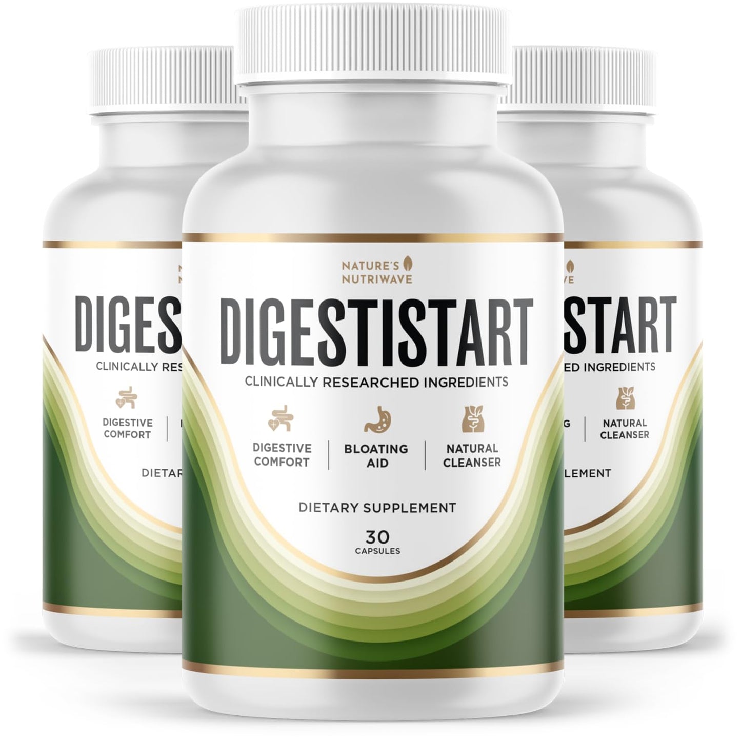DigestiStart – Natural Digestive Supplement with Wild Yam, Poria Cocos & Bacopa Monnieri – Made in USA, Non-GMO, Easy-to-Take - 30 Capsules, 3 Month Supply - dailyvitalstore