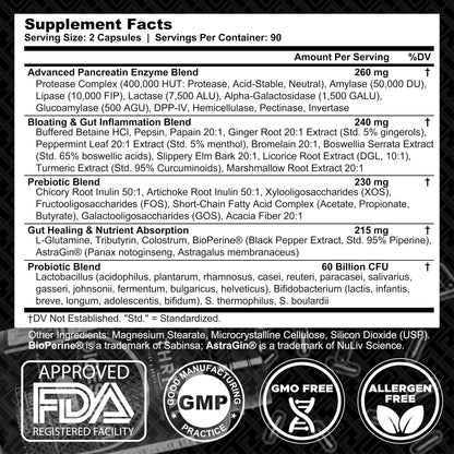 DIGESTIVAL 5-in-1 Gut Health Formula: Probiotics, Prebiotics, Enzymes, Gut Healing & Bloat Relief with 53 Ingredients, 60 Billion CFU, and Advanced Support for IBS, - dailyvitalstore