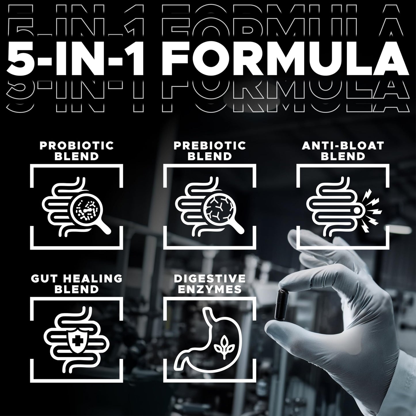 DIGESTIVAL 5-in-1 Gut Health Formula: Probiotics, Prebiotics, Enzymes, Gut Healing & Bloat Relief with 53 Ingredients, 60 Billion CFU, and Advanced Support for IBS, - dailyvitalstore