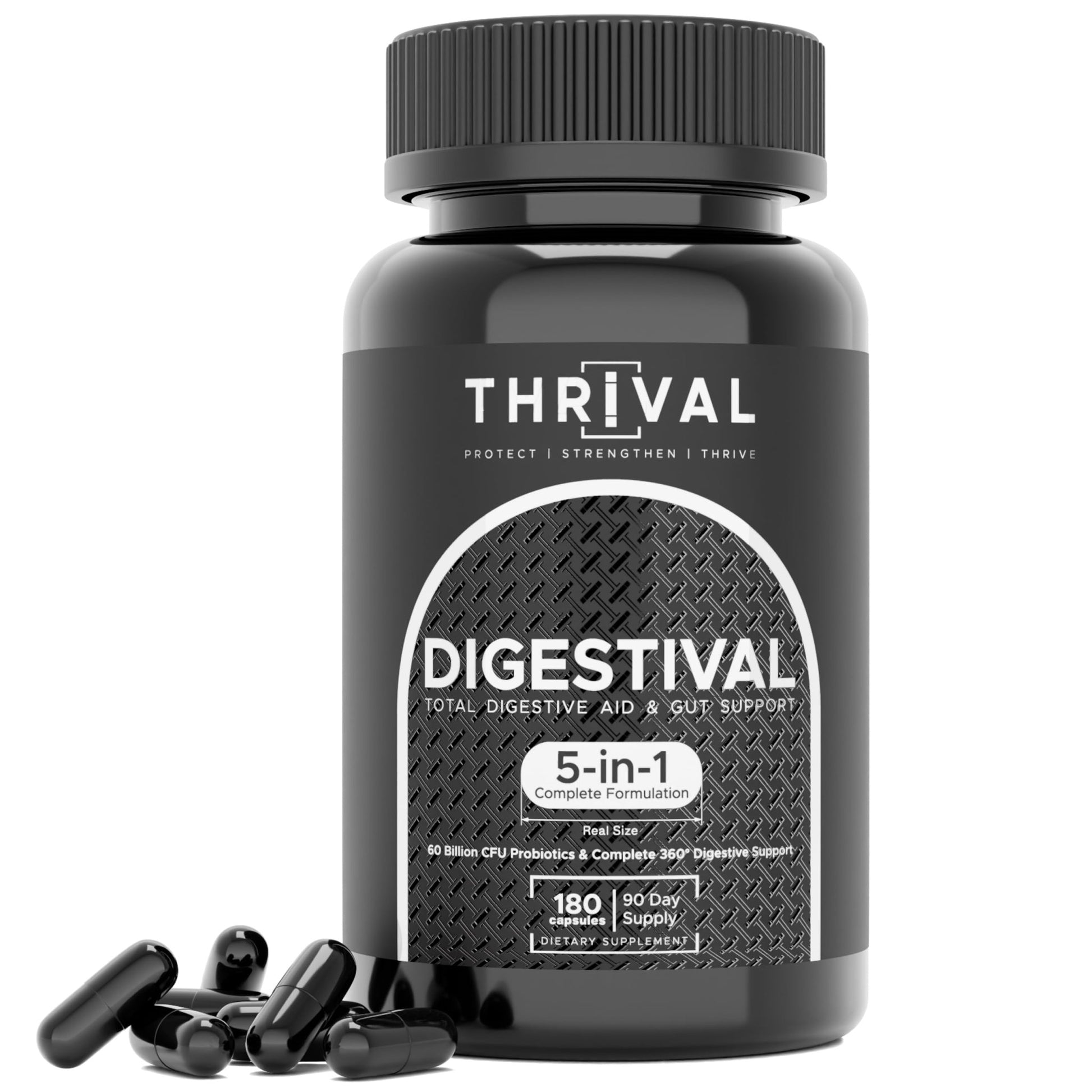 DIGESTIVAL 5-in-1 Gut Health Formula: Probiotics, Prebiotics, Enzymes, Gut Healing & Bloat Relief with 53 Ingredients, 60 Billion CFU, and Advanced Support for IBS, - dailyvitalstore
