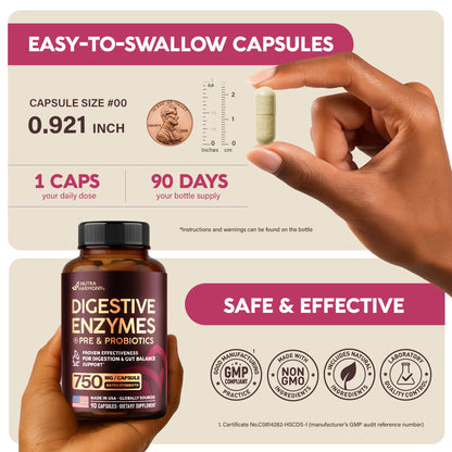 Digestive Enzymes for Women - Multi Digestive Enzymes | Papaya | Bromelain | Probiotic & Prebiotics - Gut & Digestion Support, Bloating Relief - Vegan, Lab Tested - dailyvitalstore