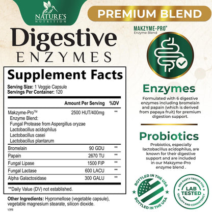 Digestive Enzymes - Super Digestive Multi Enzyme Complex for Bloating & Gut Health Support with Bromelain, Papain, Probiotics & Prebiotics - Digestion Health - dailyvitalstore