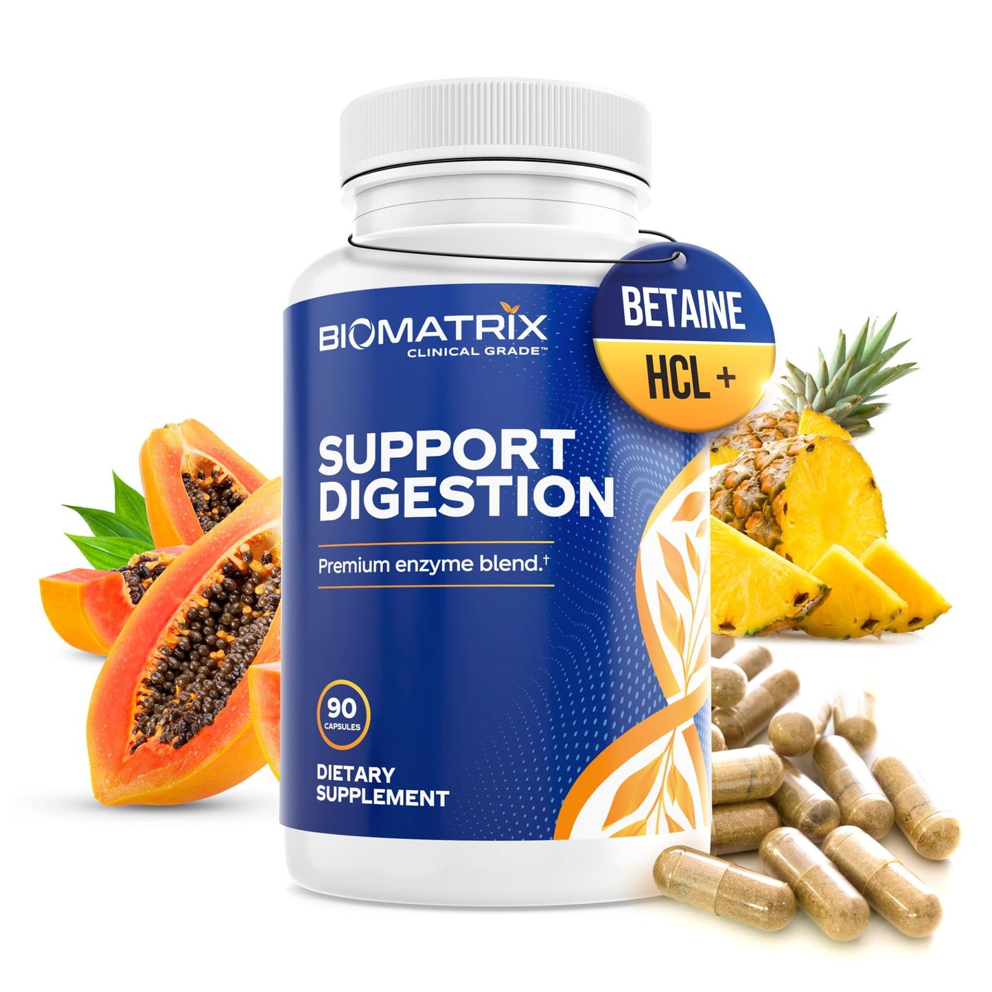 Digestive Enzymes Supplement (90 Capsules) Support Digestion - with Purified Bile, Pancreatin, Plant Enzymes, Ox Bile, Betaine HCL - dailyvitalstore