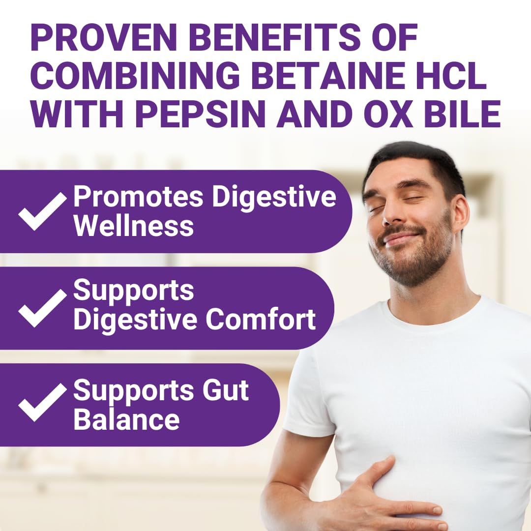Digestive Enzymes with Ox Bile and Betaine HCl (100 Caps) Ox Bile Supplements for No Gallbladder with Papain & Pepsin A | Pancrease Cleanse & Detox - dailyvitalstore