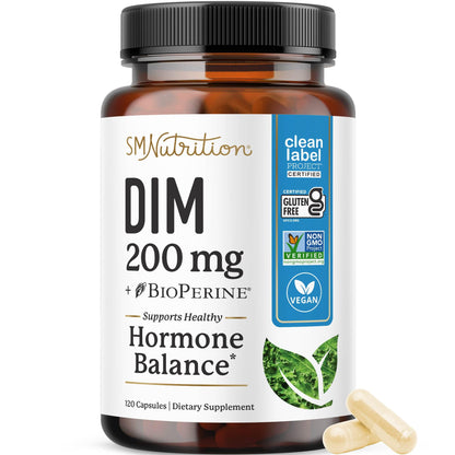 DIM Supplement 200 mg (120 Ct) | Estrogen Balance for Women & Men | Hormone Balance, Hormonal Acne Supplements, Menopause, Antioxidant & PMS Support - dailyvitalstore