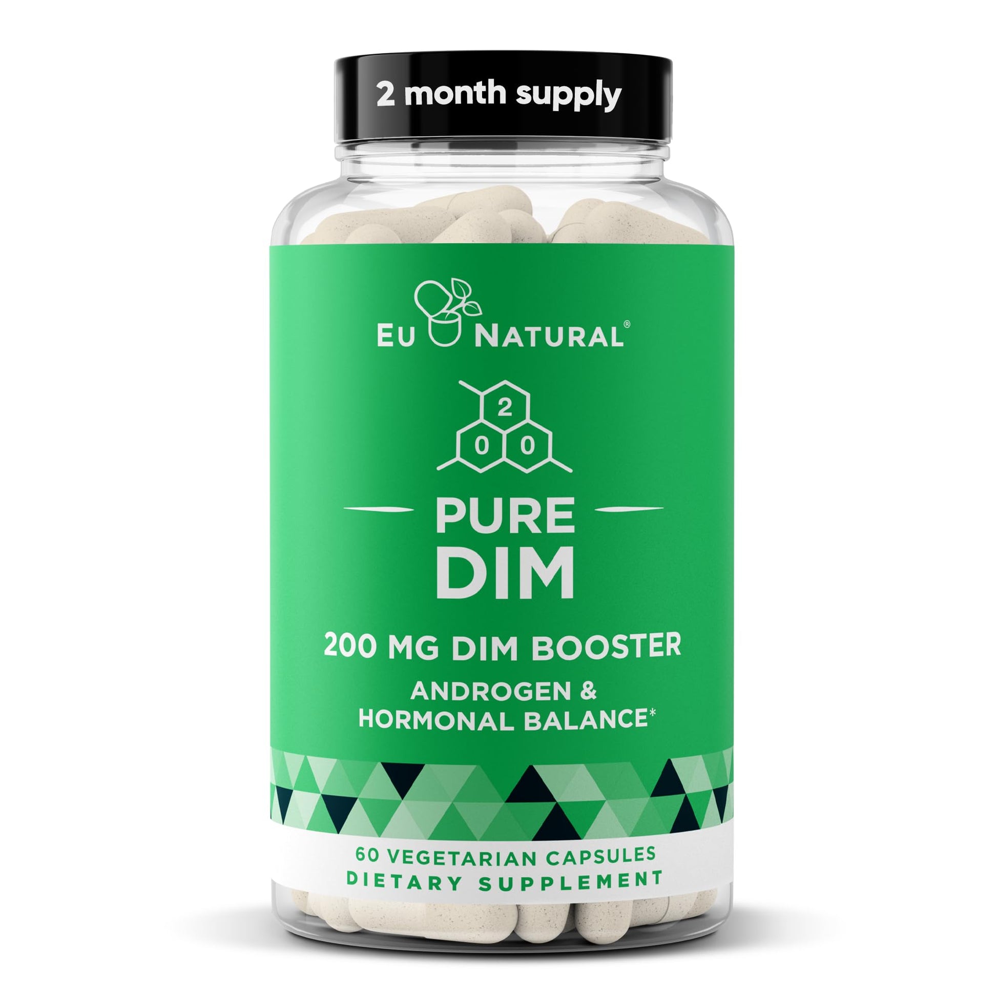 DIM Supplement Pure 200 Mg for Women or Men - Estrogen Hormone Balance Supplement for Energy, Fatigue, Stress, Menopause, Hot Flashes - Enhanced Bioavailability BioPerine - 60 Vegan Soft Capsules - dailyvitalstore