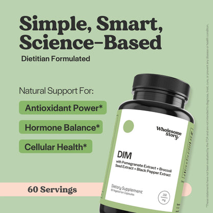 DIM Supplement Women | DIM SGS | Pomegranate, Broccoli and Black Pepper Blend | Estrogen & Hormone Balance for Women | Cell and Tissue Health | 60-Day Supply | Clean Label Project Certified - dailyvitalstore