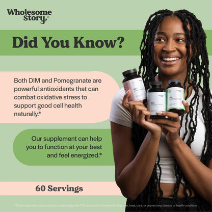 DIM Supplement Women | DIM SGS | Pomegranate, Broccoli and Black Pepper Blend | Estrogen & Hormone Balance for Women | Cell and Tissue Health | 60-Day Supply | Clean Label Project Certified - dailyvitalstore