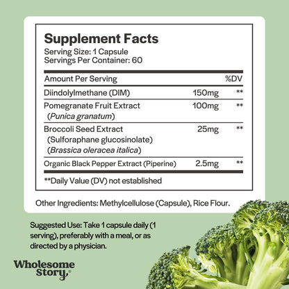 DIM Supplement Women | DIM SGS | Pomegranate, Broccoli and Black Pepper Blend | Estrogen & Hormone Balance for Women | Cell and Tissue Health | 60-Day Supply | Clean Label Project Certified - dailyvitalstore