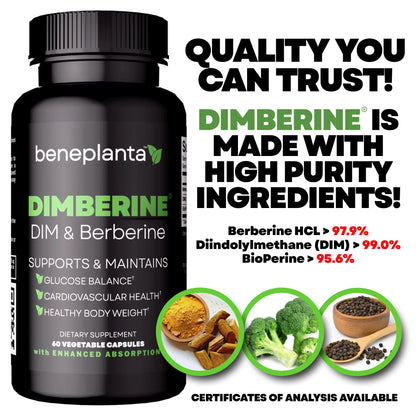 Dimberine - DIM & Berberine, High Purity Enhanced Absorption Formula - 60 Capsules - dailyvitalstore