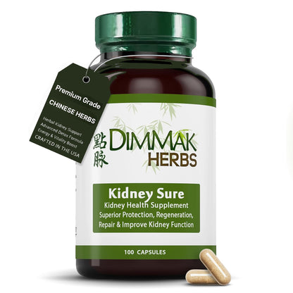 Dimmak Herbs Kidney Sure- Kidney Cleanse & Revitilization Tonic- Organic Herbal Support for Renal Health, Urinary Tract Flow & Vitality- TCM Doctor Formulated, Vegan- 400mg 100 Capsules - dailyvitalstore