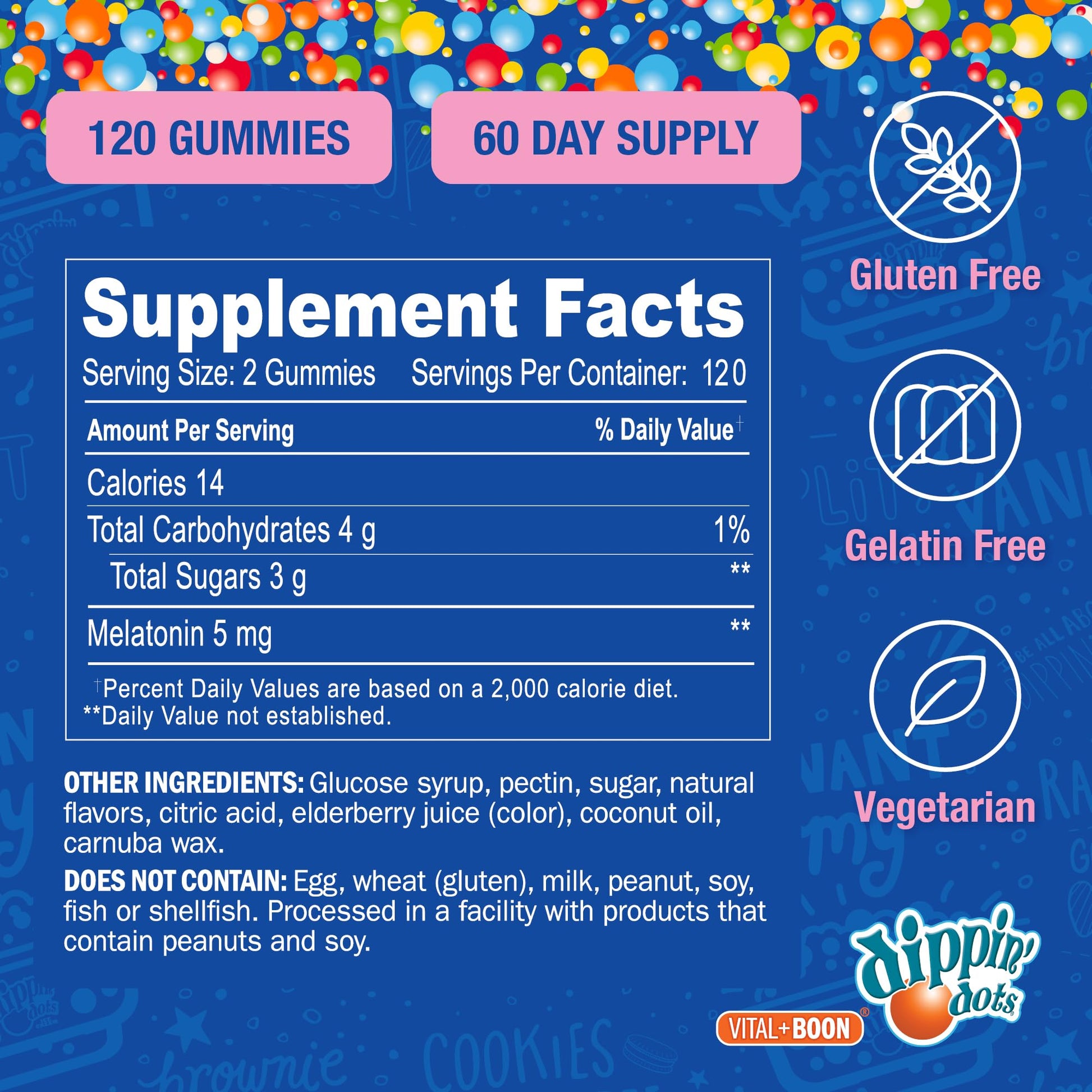 Dippin Dots - Melatonin Gummies for Kids & Adults (60 Days Supply) Strawberry Sunset Creme Flavor | 2.5mg Per Kids Melatonin Supplement for Faster, - dailyvitalstore