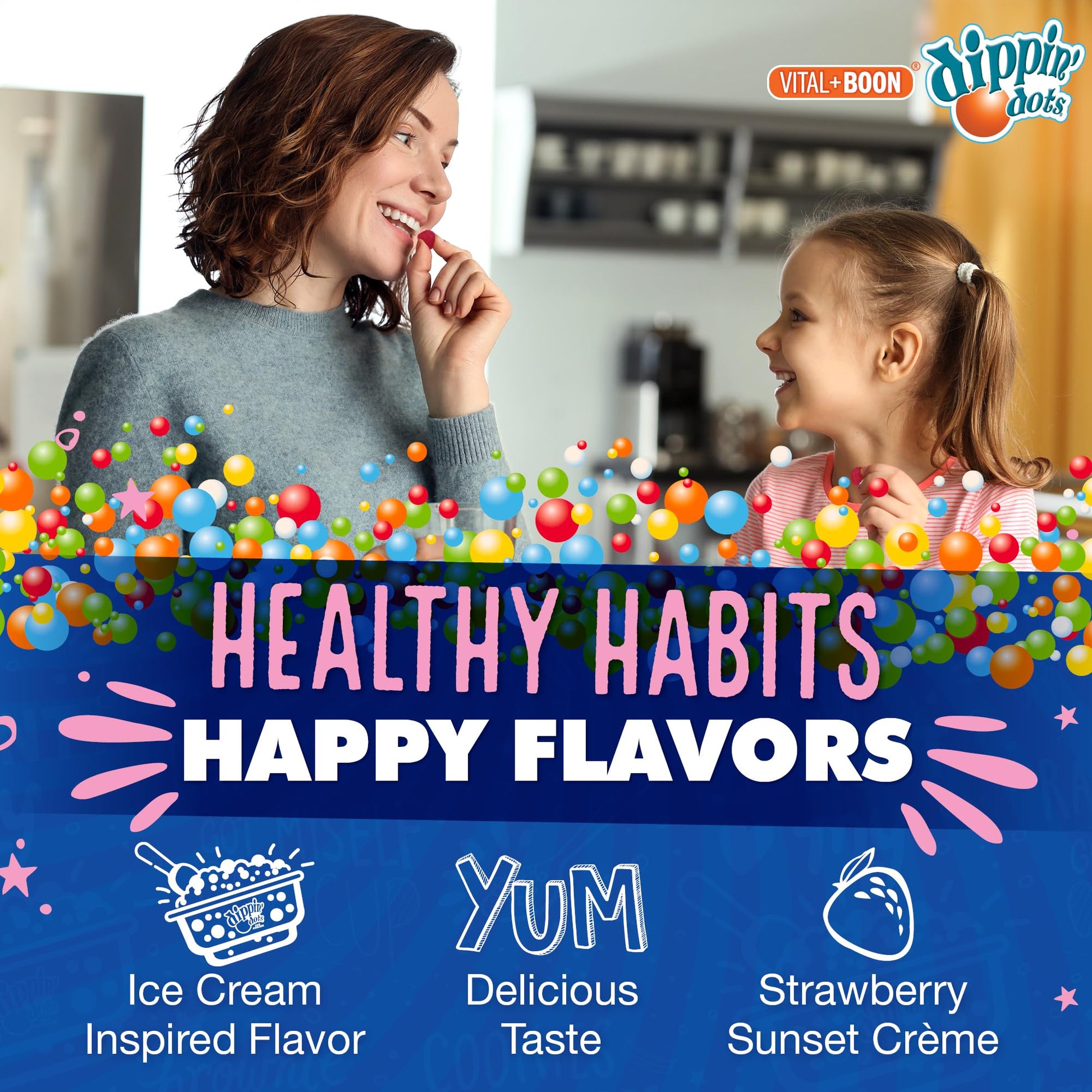 Dippin Dots - Melatonin Gummies for Kids & Adults (60 Days Supply) Strawberry Sunset Creme Flavor | 2.5mg Per Kids Melatonin Supplement for Faster, - dailyvitalstore